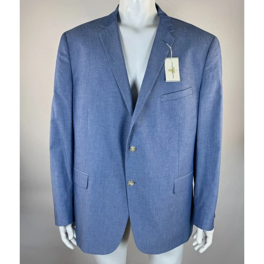 Southern Pines 2-Button Blazer Mnes XXL NWT Lined Double-Vented Cotton Blue